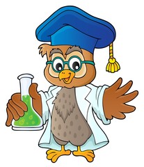 Poster - Owl teacher with chemical flask theme 1