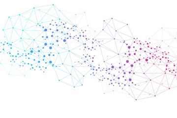 Structure molecule and communication. Dna, atom, neurons. Scientific concept for your design. Connected lines with dots. Medical, technology, chemistry, science background. Vector illustration.