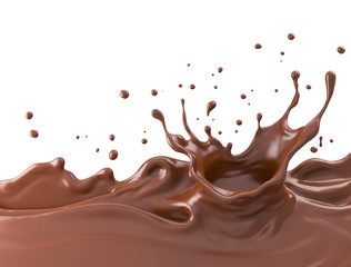 Wall Mural - Chocolate Milk ripple splash background, 3d rendering.