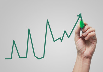 Hand writing analyze graph for trade stock market