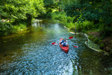 Fototapeta  - Kajaki kajakarstwo rzeka weekend wakacje lato woda sport