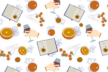 Aufkleber - Modern and stylish womanly fashion summer seamless pattern.
