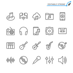 Music line icons. Editable stroke. Pixel perfect.