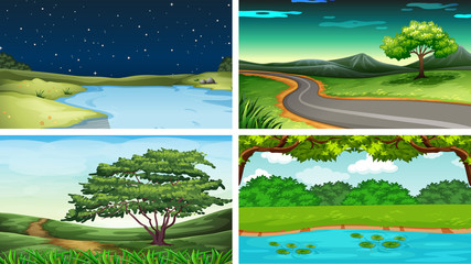 Sticker - Set of scenes in nature setting