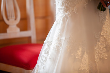 Wall Mural - Détail de la robe de la mariée durant une cérémonie de mariage