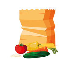 Grocery Paper Bag Tomato Cucumber Carrot