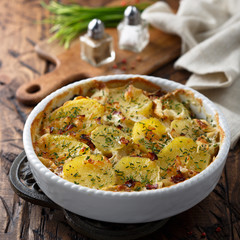 Sticker - Homemade potato gratin with bacon and herbs