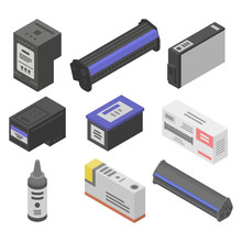 Cartridge Icons Set. Isometric Set Of Cartridge Vector Icons For Web Design Isolated On White Background