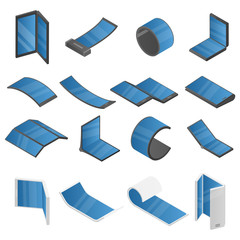 Poster - Flexible display icons set. Isometric set of flexible display vector icons for web design isolated on white background