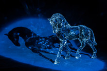 Crystal Horse On A Blue Background