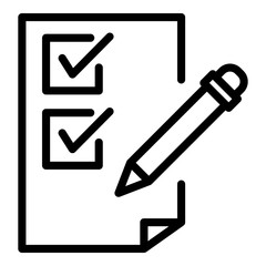 Poster - Pencil and checkbox list icon. Outline pencil and checkbox list vector icon for web design isolated on white background