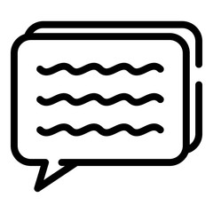 Poster - Chat bubble with text icon. Outline chat bubble with text vector icon for web design isolated on white background