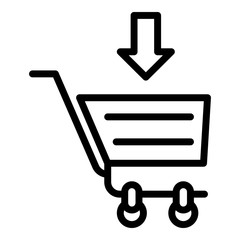 Poster - Shopping cart and arrow icon. Outline shopping cart and arrow vector icon for web design isolated on white background