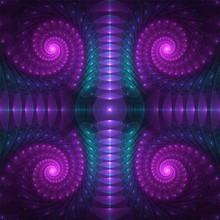 Computer Digital Fractal Art, Fantastic Abstract Shapes, Violet Glass Kaleidoscope
