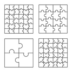 Aufkleber - Jigsaw pattern set. Outline illustration of jigsaw vector pattern set for web design