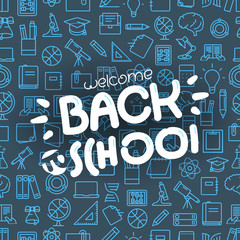 Poster - Back to school concept. Lettering vector banner