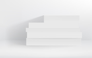 Poster - White hardcover stack of books vector illustration