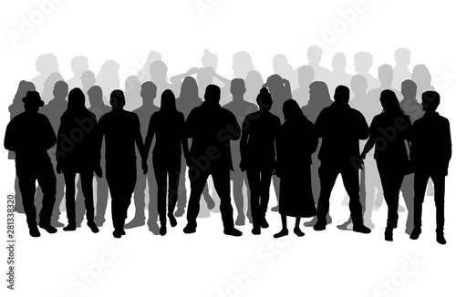 Fotografía Group of people. Crowd of people silhouettes.