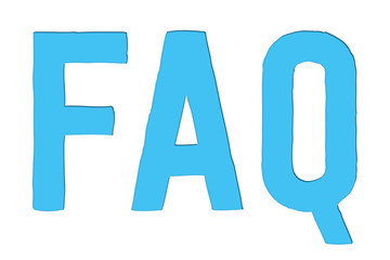 Fototapete - FAQ (Frequently Asked Questions) abbreviation word text in light blue colour  cut out isolated on white background.