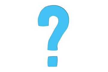 Fototapete - Question mark sign symbol in minimalist design as light blue colour cut out isolated on white background. Concept for FAQ (Frequently Asked Questions) and Q&A.