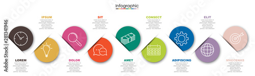 Fotografía Vector infographic template with nine steps or options