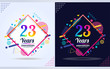 23 years anniversary with modern square design elements, colorful edition, celebration template design