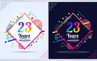 Wall Mural - 23 years anniversary with modern square design elements, colorful edition, celebration template design