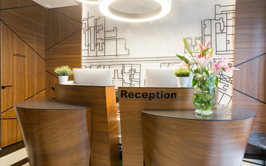 Interior of a modern luxury hotel reception