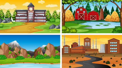 Sticker - Set of scenes in nature setting