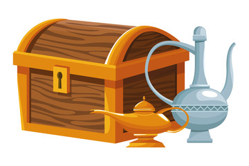 Poster - Magic lamps with wooden chest