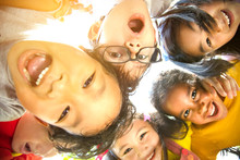 Closeup Multi-ethnic Group Of Schoolchildren Face