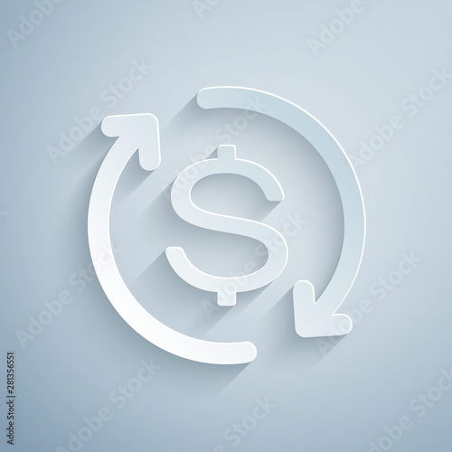 Fotografía Paper cut Return of investment icon isolated on grey background
