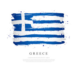 Sticker - Flag of Greece. Brush strokes drawn by hand.