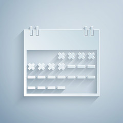 Poster - paper cut calendar icon isolated on grey background. paper art style. vector illustration