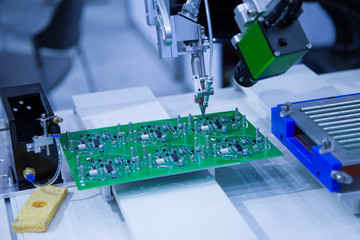 Production of automated robot for print circuit board (PCB) assembly for spot soldering of printed circuit boards. Electronics industry