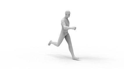 3D rendering of a computer model human running isolated