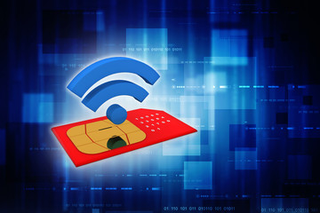 Poster - 3d render WIFI sim card