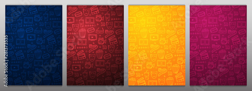 Cuadros en Lienzo Set of Hand draw Cinema doodle backgrounds. Movie Time.