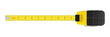 Yellow carpenter measuring tape with an imperial units scale.