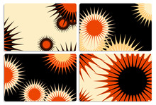 Spiky Stars Cards Set Orange Black Ivory
