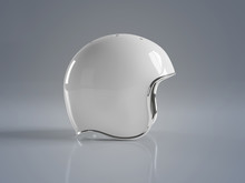 White Vintage Motorbike Helmet Isolated On Grey Background Mockup 3D Rendering
