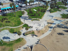 Aerial View Of Beach And Boardwalk Of Venice Beach, Los Angeles, California, USA