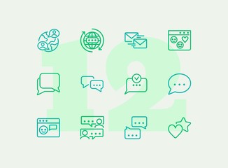 Aufkleber - Social media communications line icon set