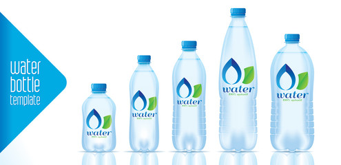 Wall Mural - Vector water bottle template and ready label design