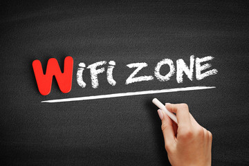 Poster - WiFi Zone text on blackboard, concept background