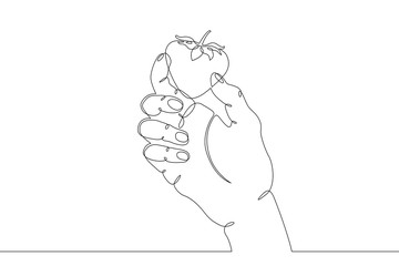 Wall Mural - hand arm finger  object  gesture  sign  palm  fist  strawberry