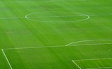 Fototapeta Młodzieżowe - Leeres Fußballfeld in einem Stadion