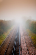 Railway Track In The Fog