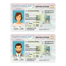 Vector Template Of Sample Driver License Plastic Card For USA North Carolina