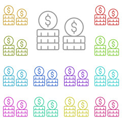 Poster - Currency multi color icon. Simple thin line, outline vector of saving money icons for ui and ux, website or mobile application